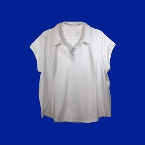 Athleta Swing Time Polo Golf Shirt White Sz2X EUC